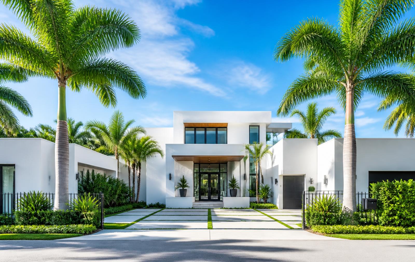 Bright modern South Florida architecture under a clear sky