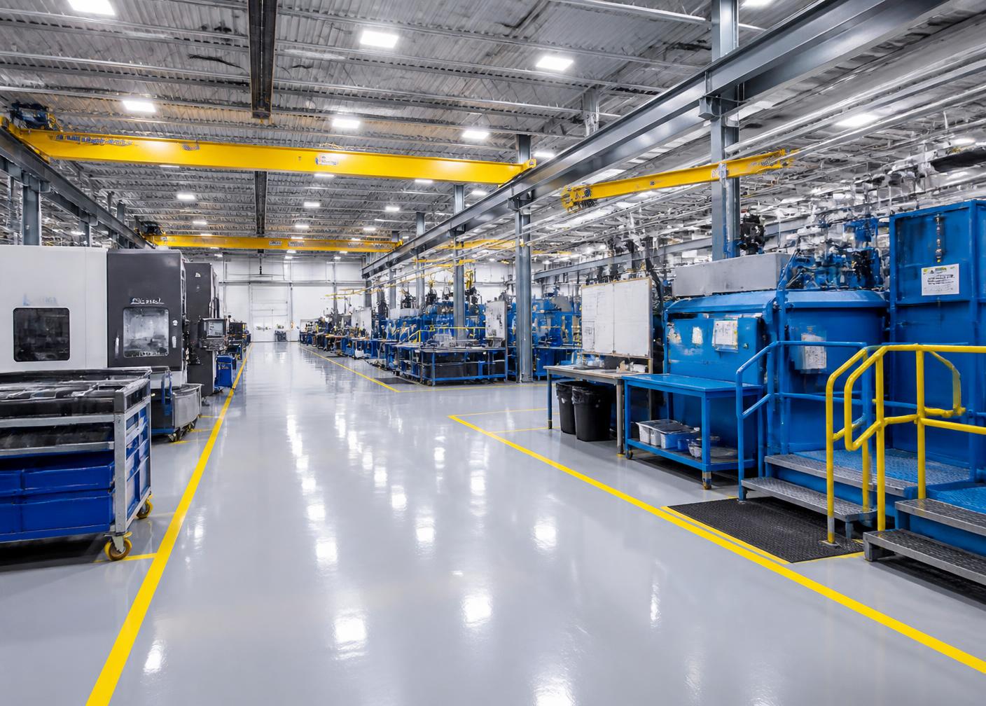 Clean manufacturing plant floor
