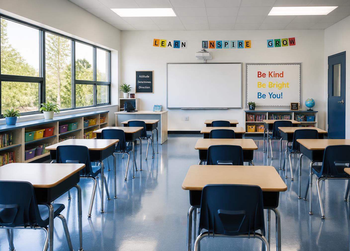 Bright, freshly cleaned classroom